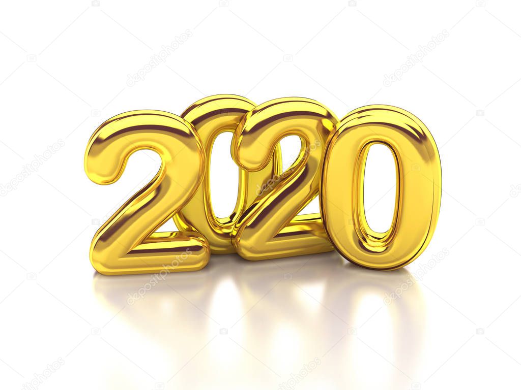gold rounded 2020 3d rendering