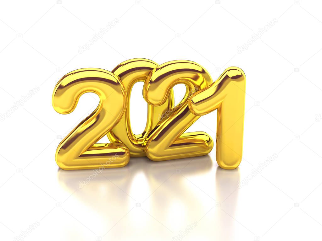 gold rounded 2021 3d rendering