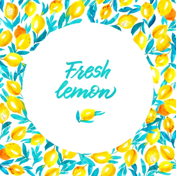 Frame Watercolor Lemons — Stock Photo, Image