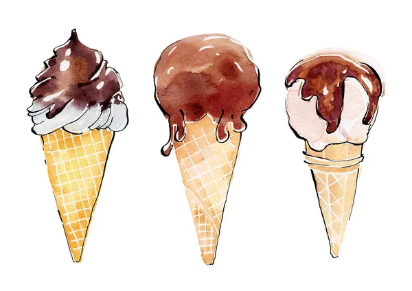 Ice cream painted in watercolor