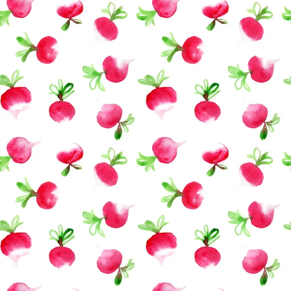 Seamless Pattern Radish Watercolor Painting — Stock Photo, Image