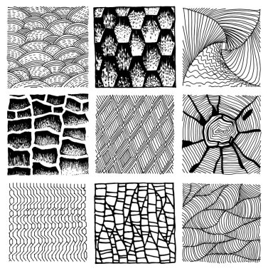 Elle çizilmiş dokuları ve fırçalar