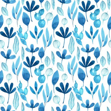 Sulu boya dekoratif bitki ile Seamless Modeli.