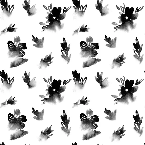 Seamless Pattern Black White Abstract Leaves — Stock Photo, Image