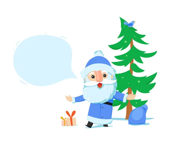 Rus Noel Baba. Büyükbaba Frost (Ded Moroz). Beyaz arkaplanda vektör karikatür çizimi.
