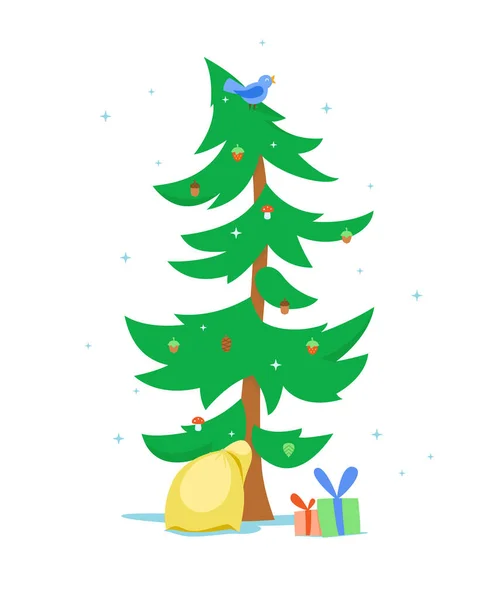 Vektorillustration Eines Weihnachtsbaums Auf Weißem Hintergrund — Stockvektor