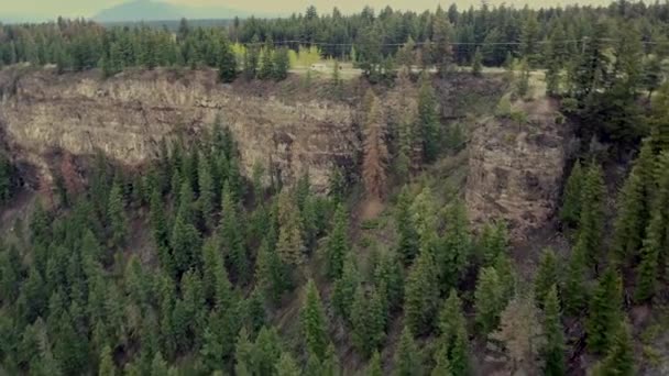 Osamělý Karavan Silnici Okolními Horami Stromy — Stock video