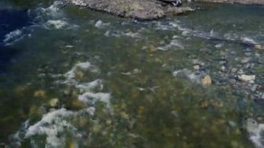 Kayalık nehir dibi ile temiz ve dalgalı su.