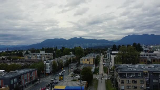 Abertura Fotos Das Montanhas Vancouver Centro Cidade Dia Chuvoso — Vídeo de Stock