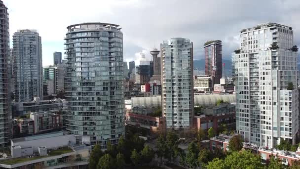 Skyskrapor Vancouver Solig Dag Centrum — Stockvideo