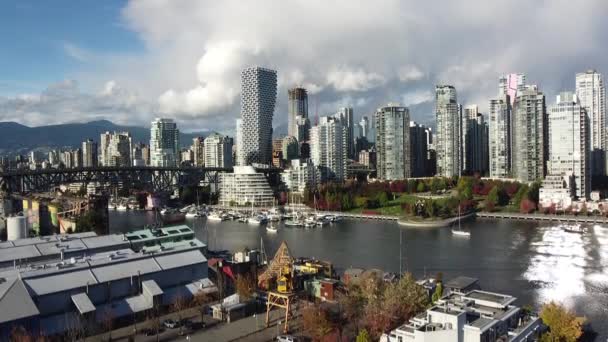 Vista Aérea Del Centro Vancouver Parque Otoño Día Soleado Con — Vídeo de stock
