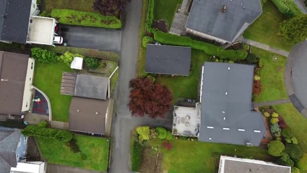 Vista Cima Para Baixo Das Casas Com Grama Verde Ruas — Vídeo de Stock