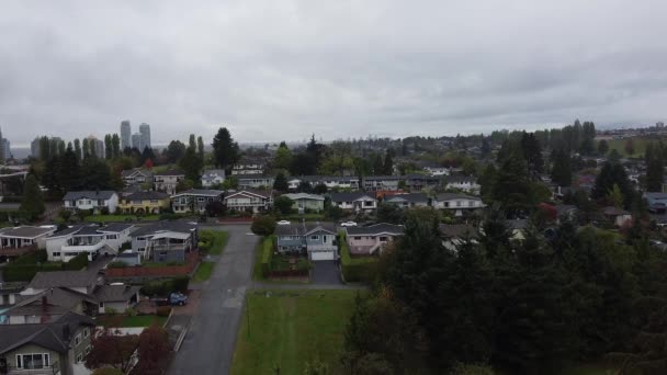 Survolez Les Petites Maisons Vancouver Par Temps Nuageux — Video