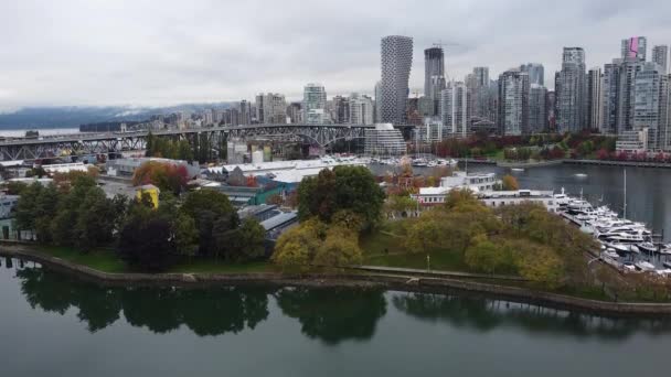 Vista Aérea Del Pequeño Parque Frente Los Rascacielos Vancouver — Vídeo de stock