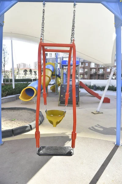 Swing Playground Park Fun Play Children Outdoor Childhood Child Summer — Stock Photo, Image
