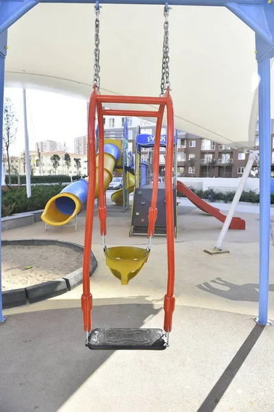 Swing Playground Park Fun Play Children Outdoor Childhood Child Summer — Stock Photo, Image