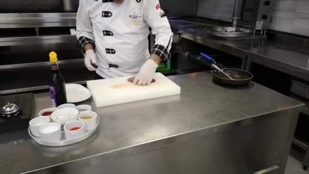 Cocina Kebab Comida Carne Parrilla Video Barbacoa Cena Icono Parrilla — Vídeos de Stock