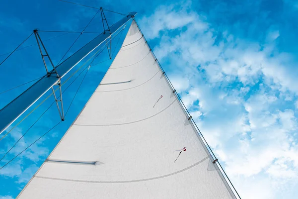 Olhando Para Mastro Barco Vela Aparelhamento — Fotografia de Stock