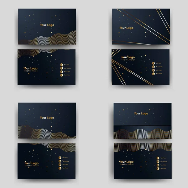 Visitenkarte Drucken Goldener Luxus — Stockvektor