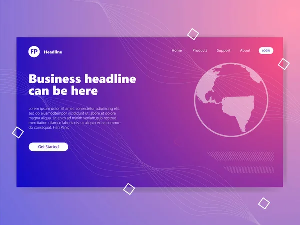 Modello Pagina Iniziale Con Gradiente Pagina Web Moderna — Vettoriale Stock