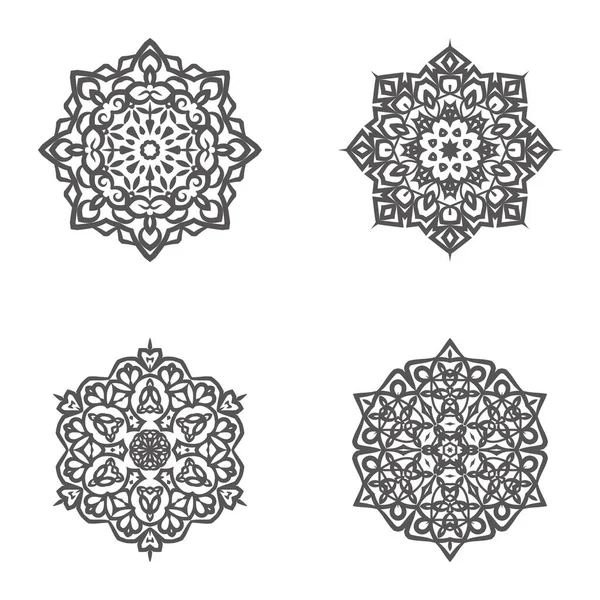 Set Bundle Elemento Vectorial Mandala Blanco Negro — Vector de stock