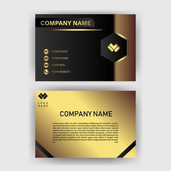 Creative Black Dark Business Card Template Modern Clean Design Vector — Stock Vector