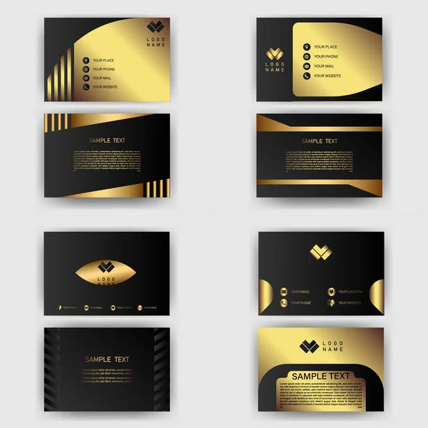 Creative Black Dark Business Card Template Modern Clean Design Vector - Stok Vektor