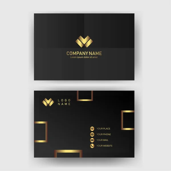 Creative Black Dark Business Card Template Modern Clean Design Vector — Stock Vector