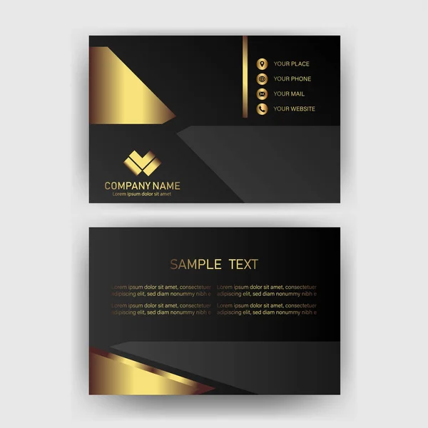 Creative Black Dark Business Card Template Modern Clean Design Vector - Stok Vektor