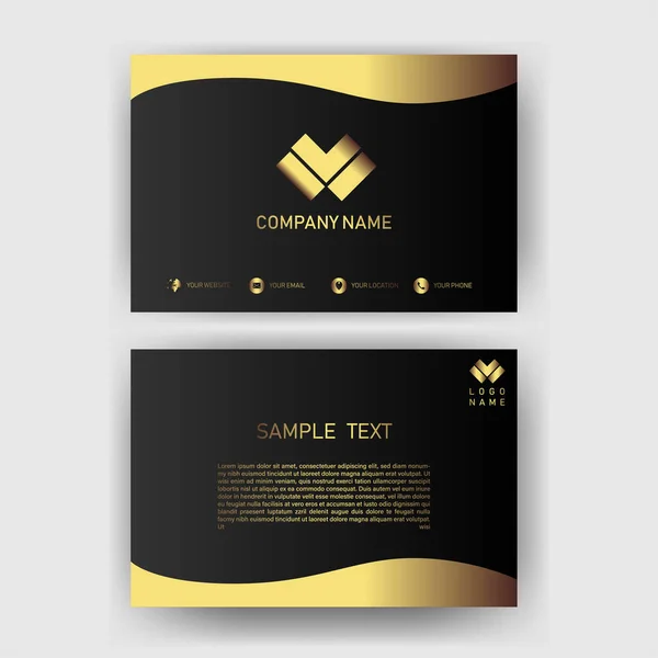 Creative Black Dark Business Card Template Modern Clean Design Vector - Stok Vektor