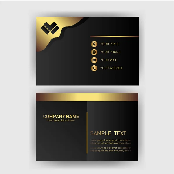 Creative Black Dark Business Card Template Modern Clean Design Vector - Stok Vektor