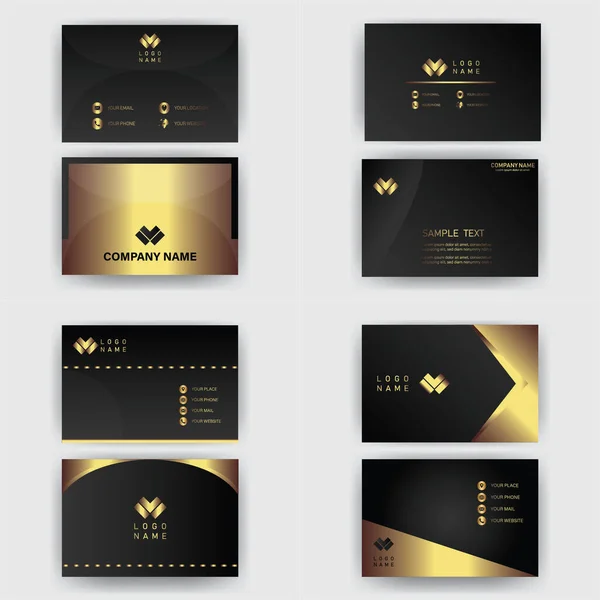 Creative Black Dark Business Card Template Modern Clean Design Vector — Stock Photo, Image