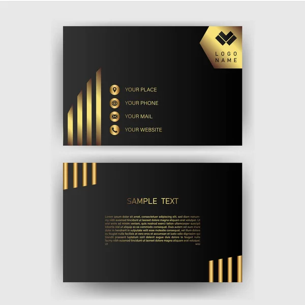 Creative Black Dark Business Card Template Modern Clean Design Vector - Stok Vektor