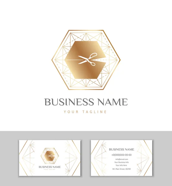 Logo Business Card Atelier Fashion Designer Studio Sewing Tailoring Gold — Stock Vector