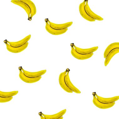 Beyaz arkaplanda olgun muz deseni