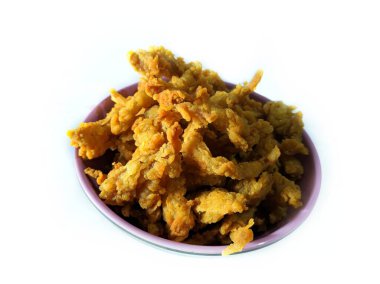 Arka planda lezzetli kızarmış yiyecekler, yakın plan.