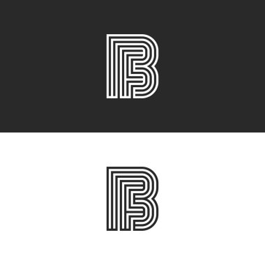 Baş harfleri Fb logo monogram, basit paralel ince çizgiler tasarım, sendika iki harf F ve B, yaratıcı fikir kartvizit amblemi Bf