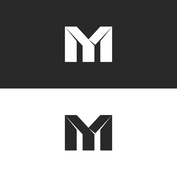 Twee Vette Letters Mijn Monogram Logo Mockup Zwart Witprinter Overlappende — Stockvector