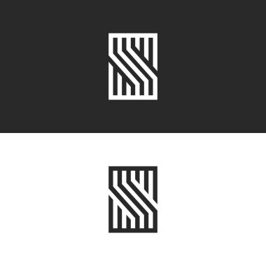 S harfi monogram, ilk kimlik logo veya Gotik sembolü, bireysel iş kartı için doğrusal basit logo