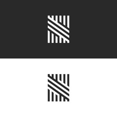 Modern hipster monogram S harfi logo, yaratıcı trendy kartvizit hipster ilk amblemi, siyah ve beyaz paralel çizgiler en az tarzı örtüşen