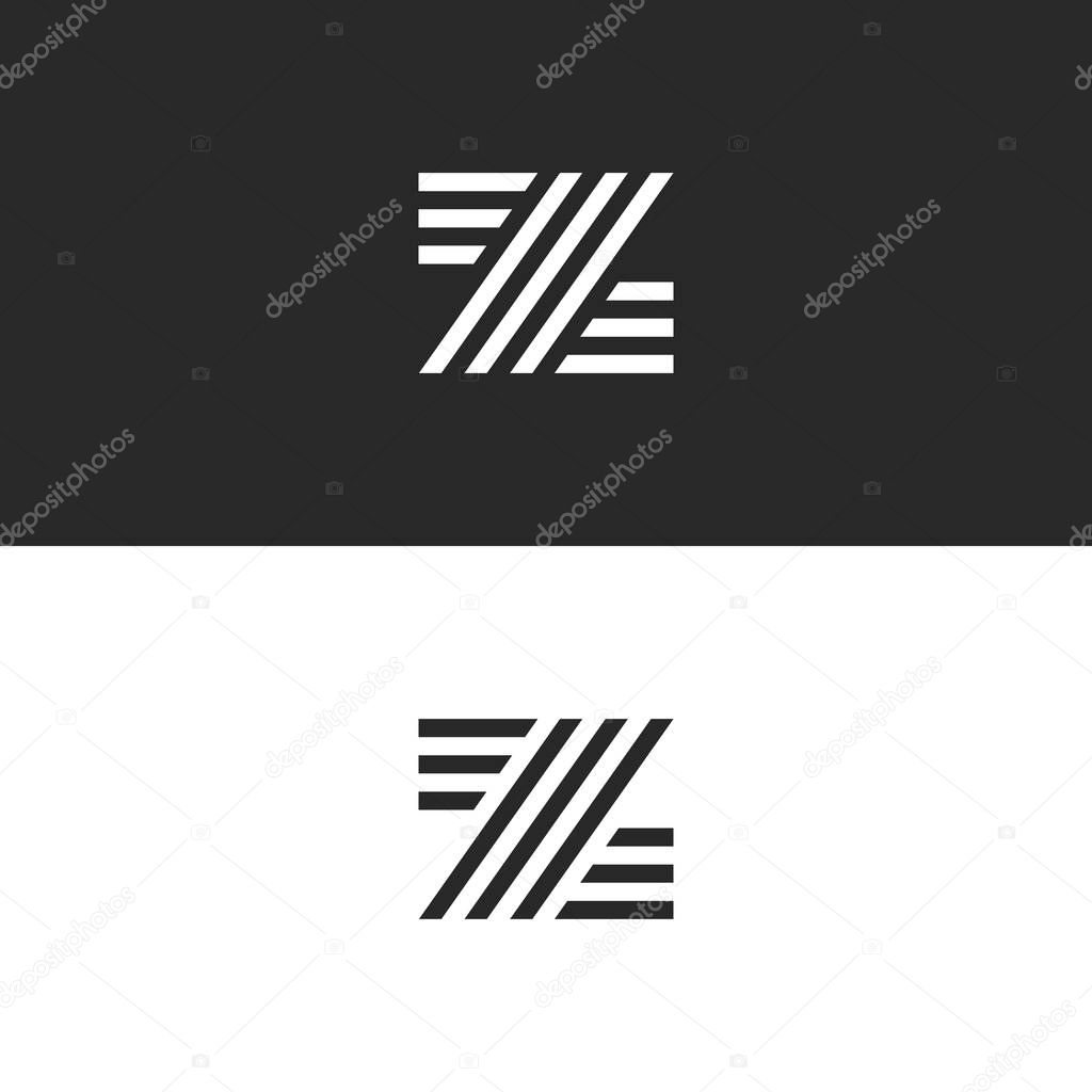 Logo Z letter monogram. Minimal style hipster emblem design template. Typography business card initial ZZZ identity.
