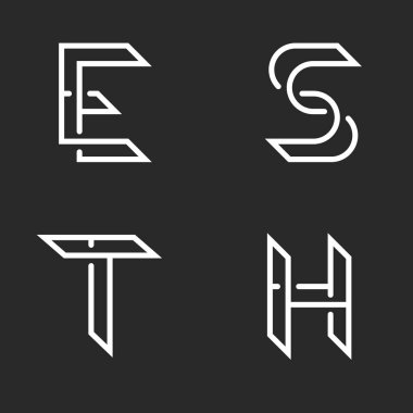 Tahsilat mektupları S, T, E, H kimlik logo monogram, ince çizgiler şekli, üst üste ayarla bireysel işaretleri