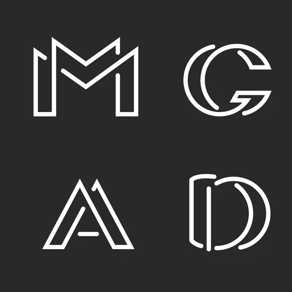 Set Logo Letters Monograms Logos Group Creative Linear Marks Overlapping — Stock Vector