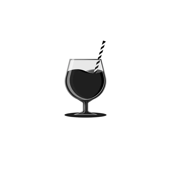 Carbón Activado Cócteles Antioxidantes Negros Vidrio Aislado Con Tubo Bebidas — Vector de stock
