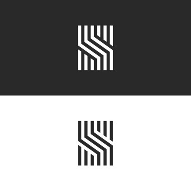 İlk S harfi monogram Doğrusal model, siyah ve beyaz paralel çizgiler yaratıcı geometrik şekil, basit en az şık kimlik işareti