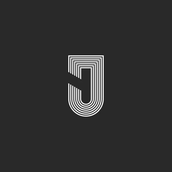 Písmeno Logotyp Monogram Černé Bílé Tenké Paralelní Linie Umění Stylové — Stockový vektor