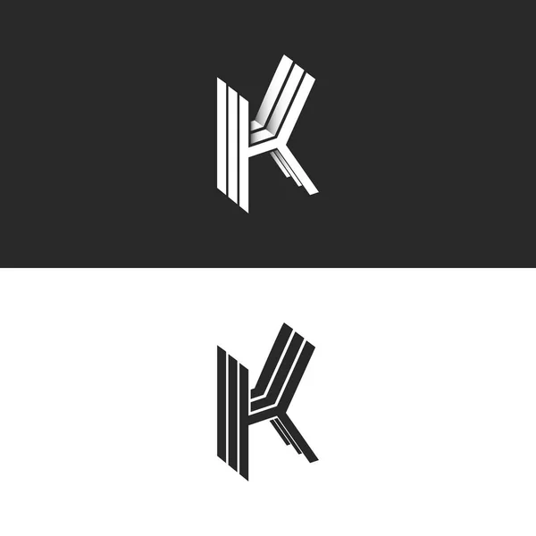 Monograma Logotipo Letra Isométrica Iniciais Emblema Crista Marca Kkk Símbolo — Vetor de Stock