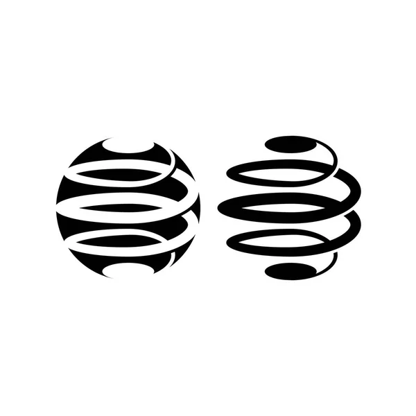 Entrelazan Una Estructura Logotipo Espiral Forma Esférica Blanco Negro Logotipo — Archivo Imágenes Vectoriales