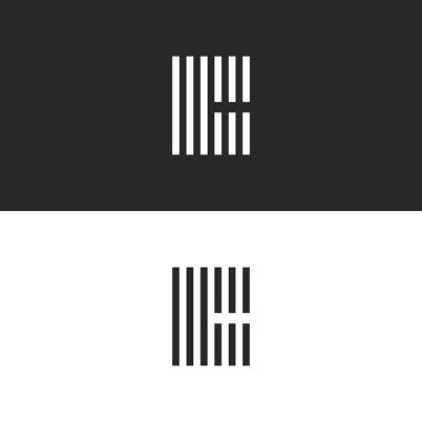 İlk hipster harf C logo monogram, kartvizit, paralel çizgiler geometrik form için siyah ve beyaz set Amblemler şekli şeritli.