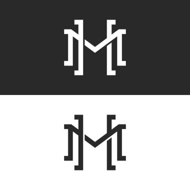 HM veya Mh çakışan harf logo tasarımı, iki harf M ve H sembol amblemi mockup adının baş harfleri